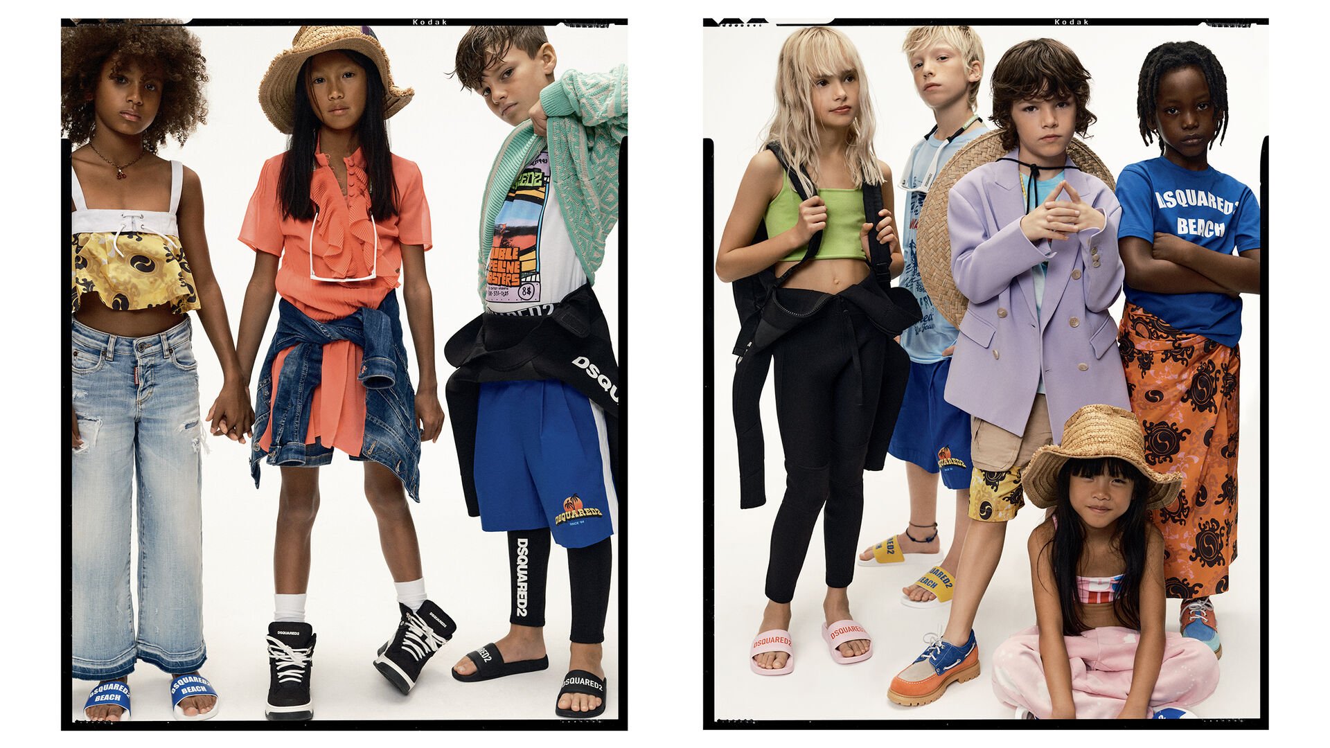 A picture of kids wearing they new branded dsquared2 clothes