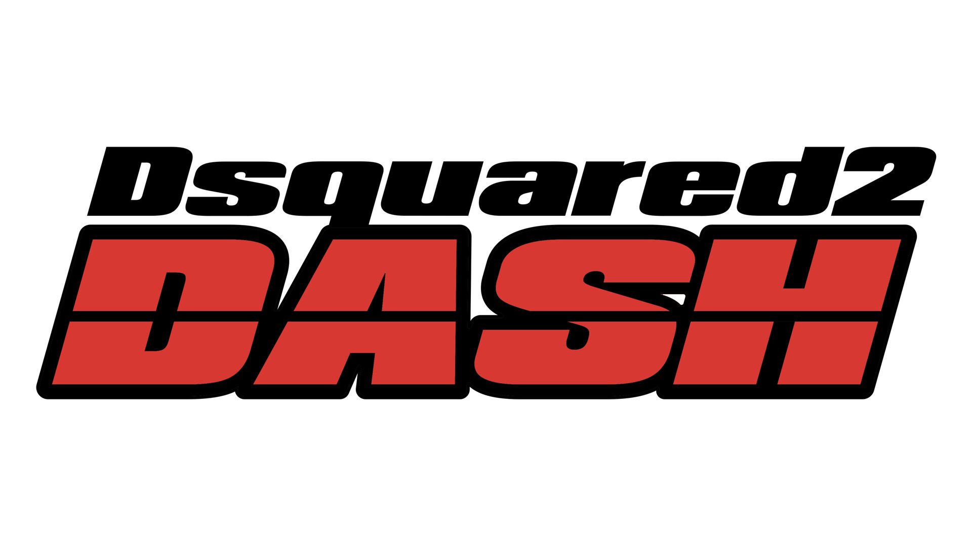 Dsquared2 Dash logo in black and red on white background