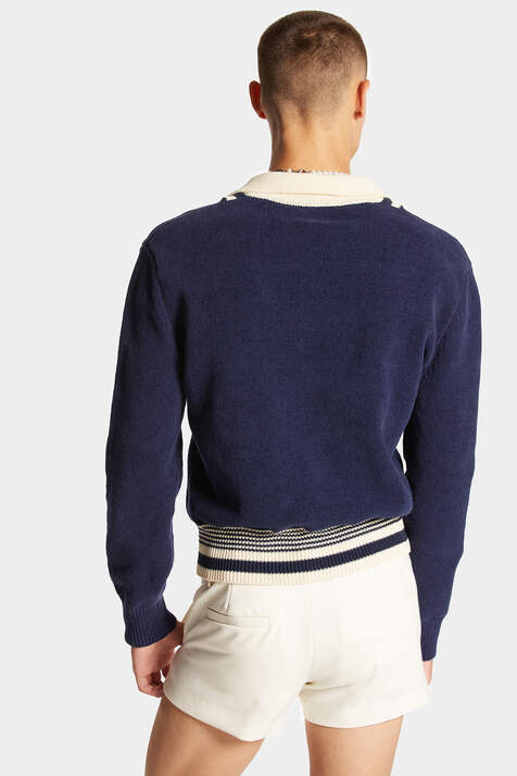 Chenille Knitted Polo Sweater Bildnummer 2