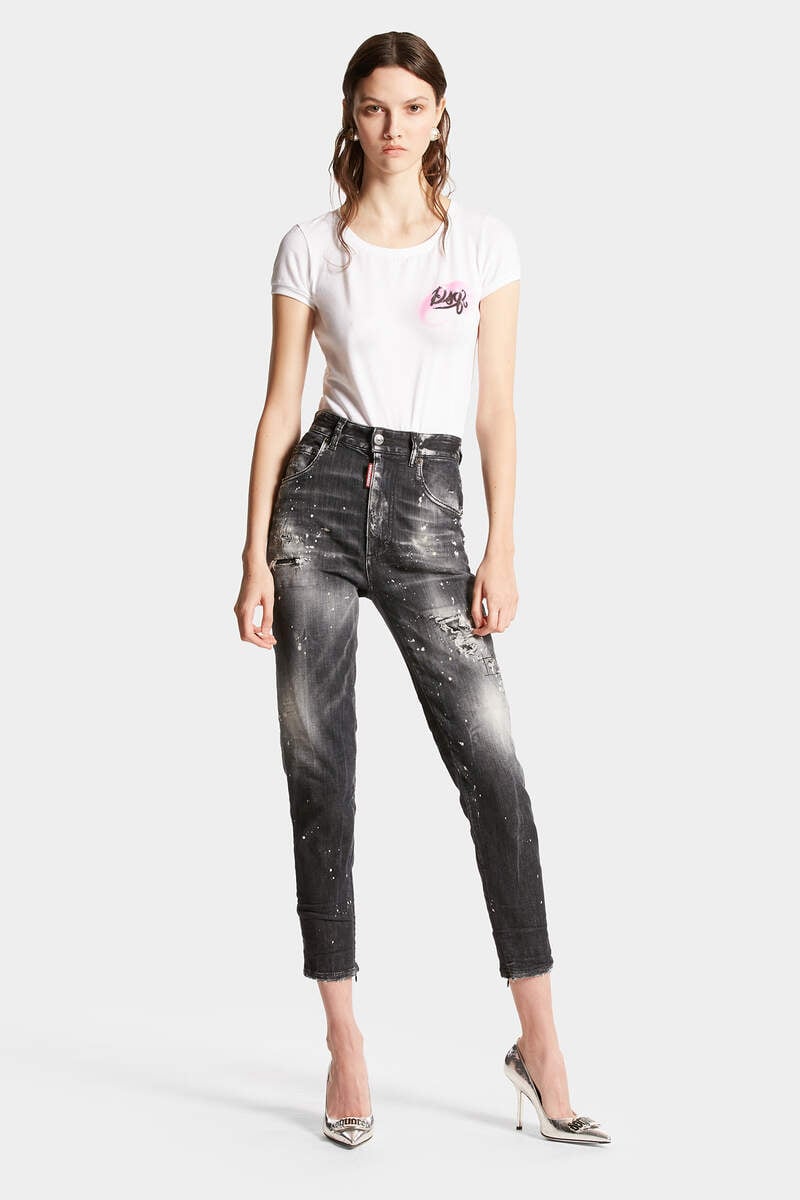 Black Ripped Wash High Waist Twiggy Jean image number 3