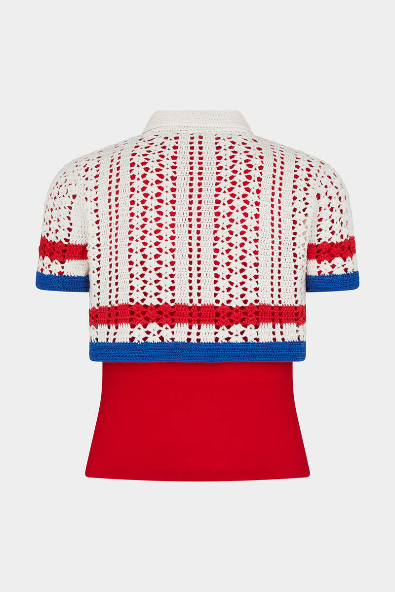 Cotton Crochet Cropped Polo Shirt 画像番号 2