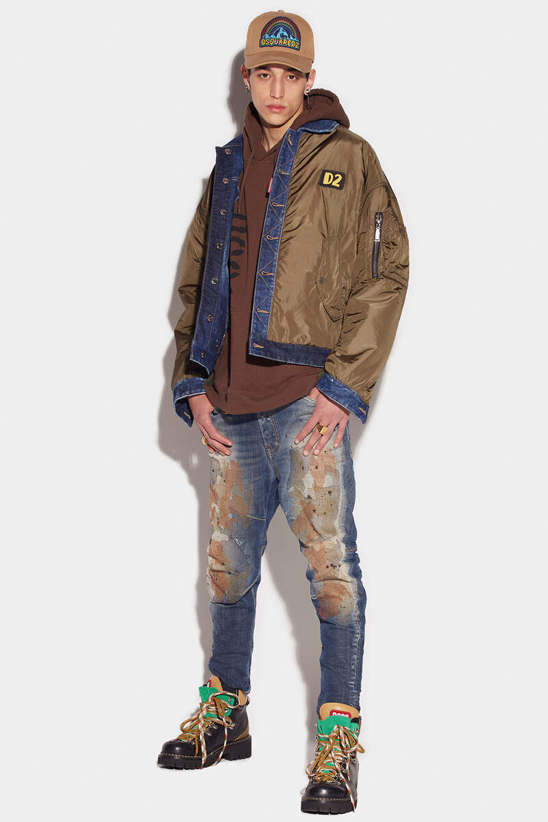 Camou Ricamo Wash Combat Jeans image number 1
