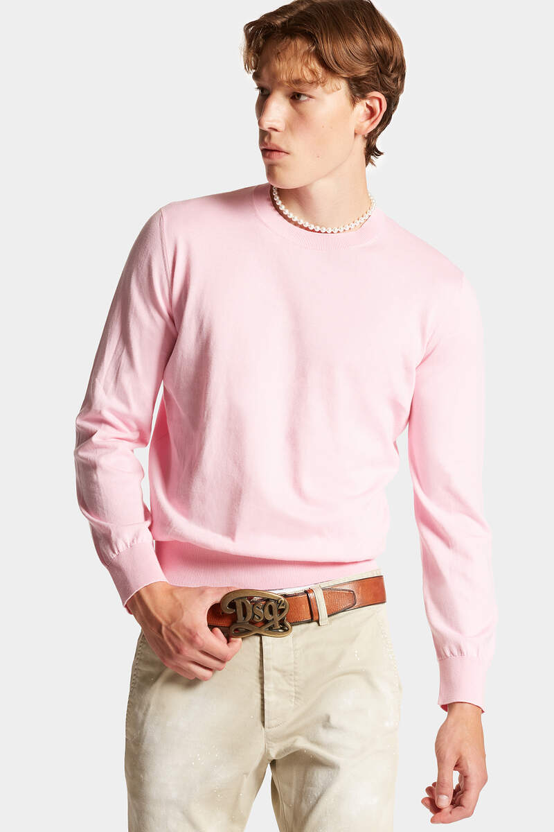 Knitted Cotton Crewneck Pullover image number 1