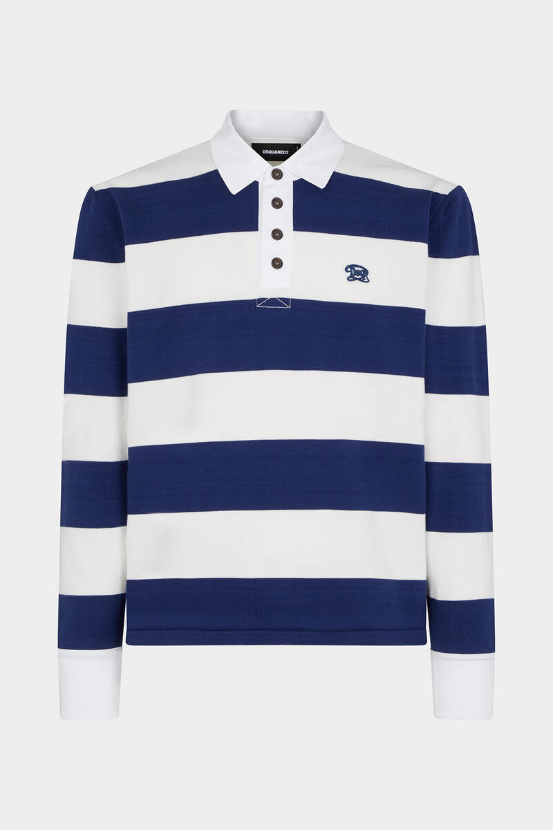 Cotton Knitted Rugby Polo-Shirt 画像番号 1