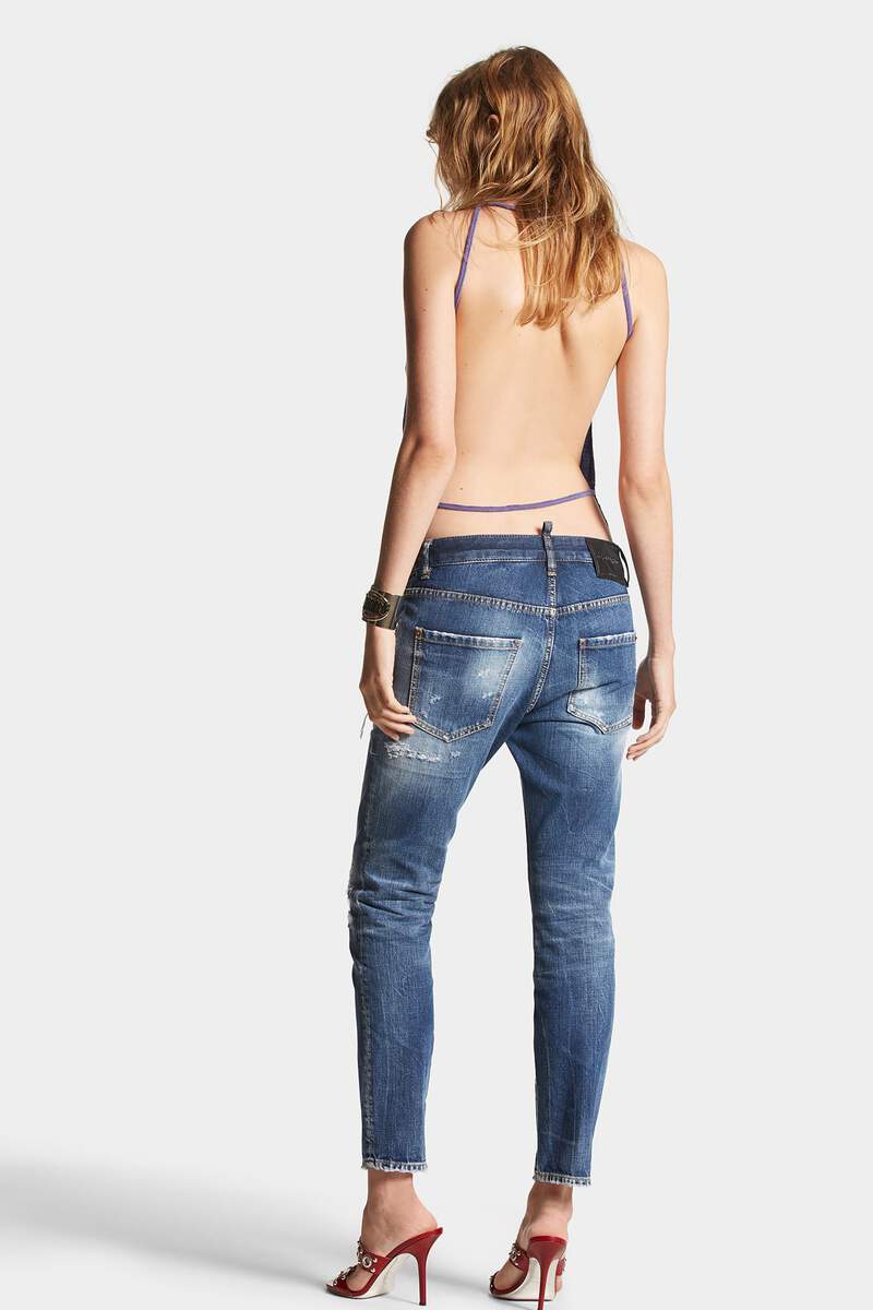 Dark Ripped Wash Cool Girl Jeans image number 4