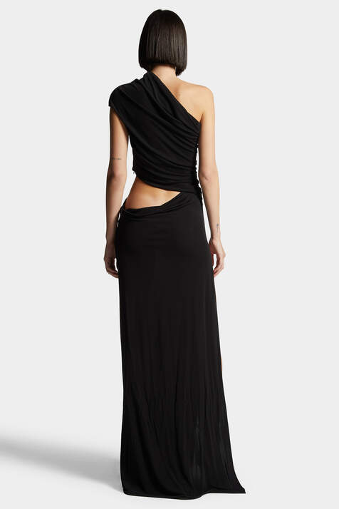 Crepe Viscose Jersey Asymmetrical Long Dress Bildnummer 2