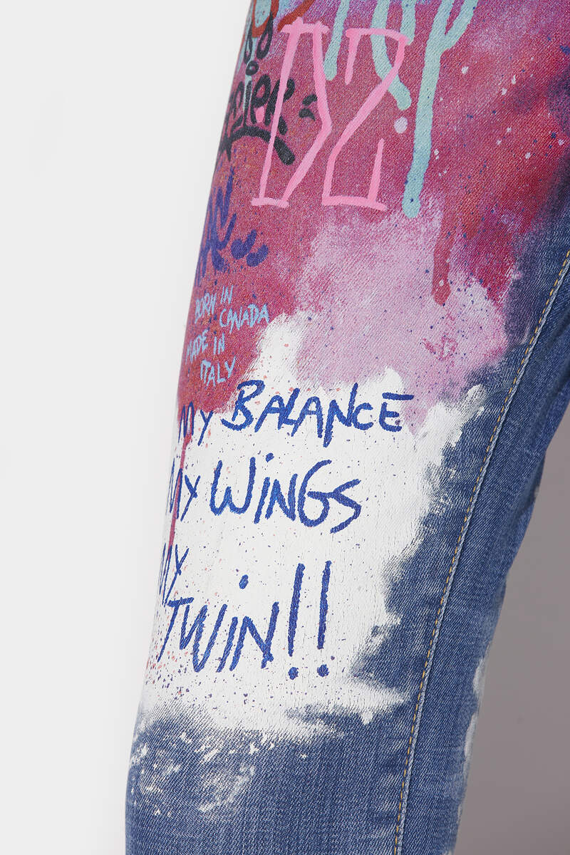 L.A. Customized Graffiti Wash Skinny Dan Cropped Jeans图片编号5