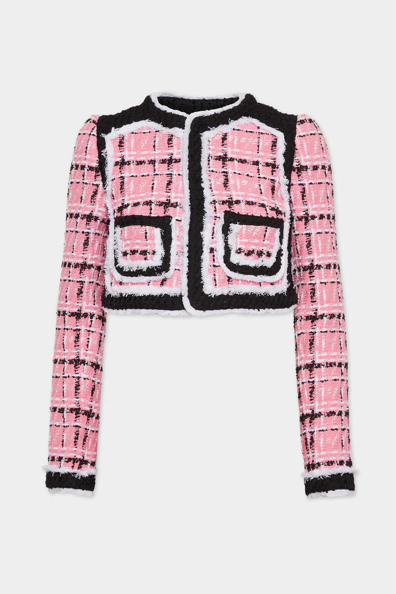 Bouclé Long Sleeves Cropped Blazer image number 1