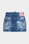 Medium Mended Rips Wash Open Side Denim Skirt image number 2