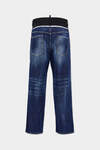 Medium White and Blue Spots Cut Off Loose Fit Jeans image number 2