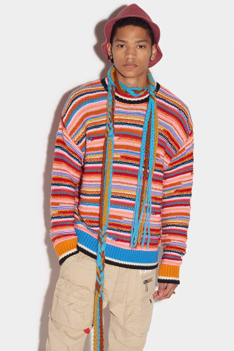 Round Neck Striped Pullover image number 1