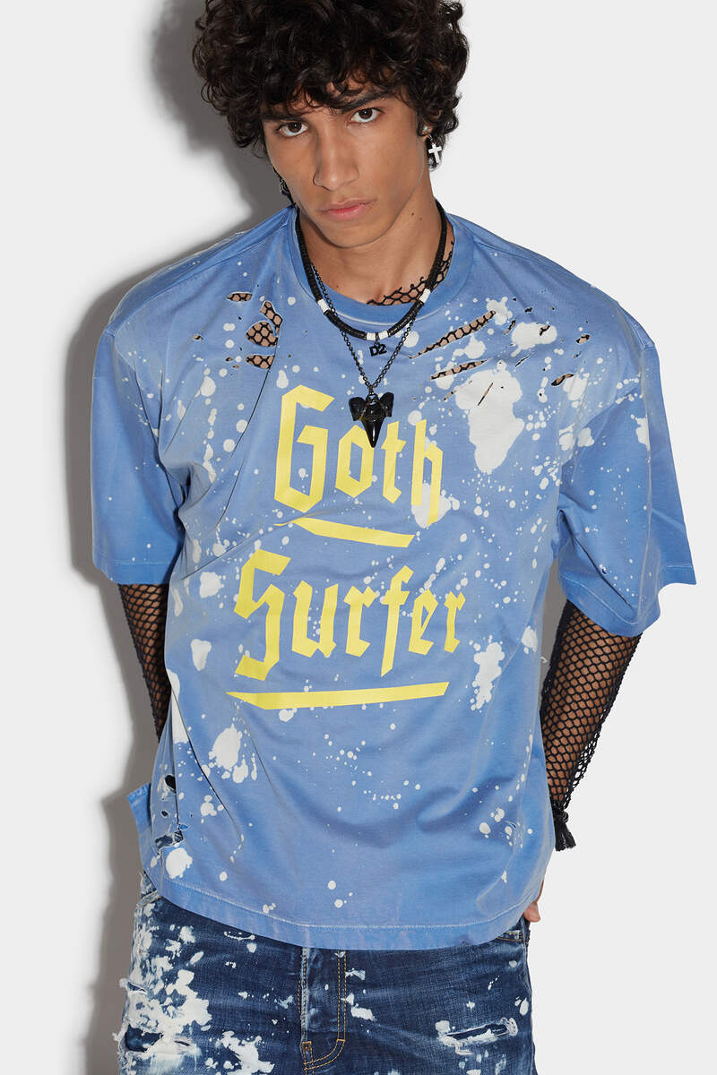 Goth Foam Spot Dropped Shoulder T-shirt image number 1