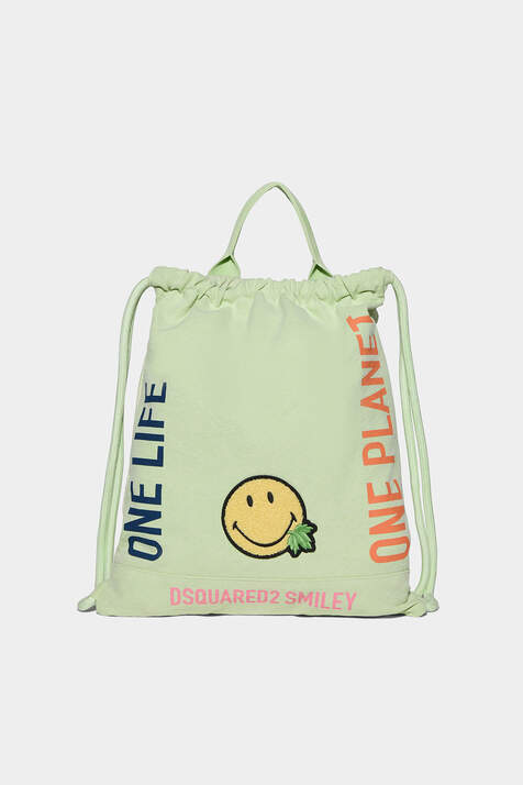Smiley Organic Cotton Drawstring Backpack