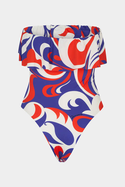 All Over Printed Swim Strapless One Piece image number 4