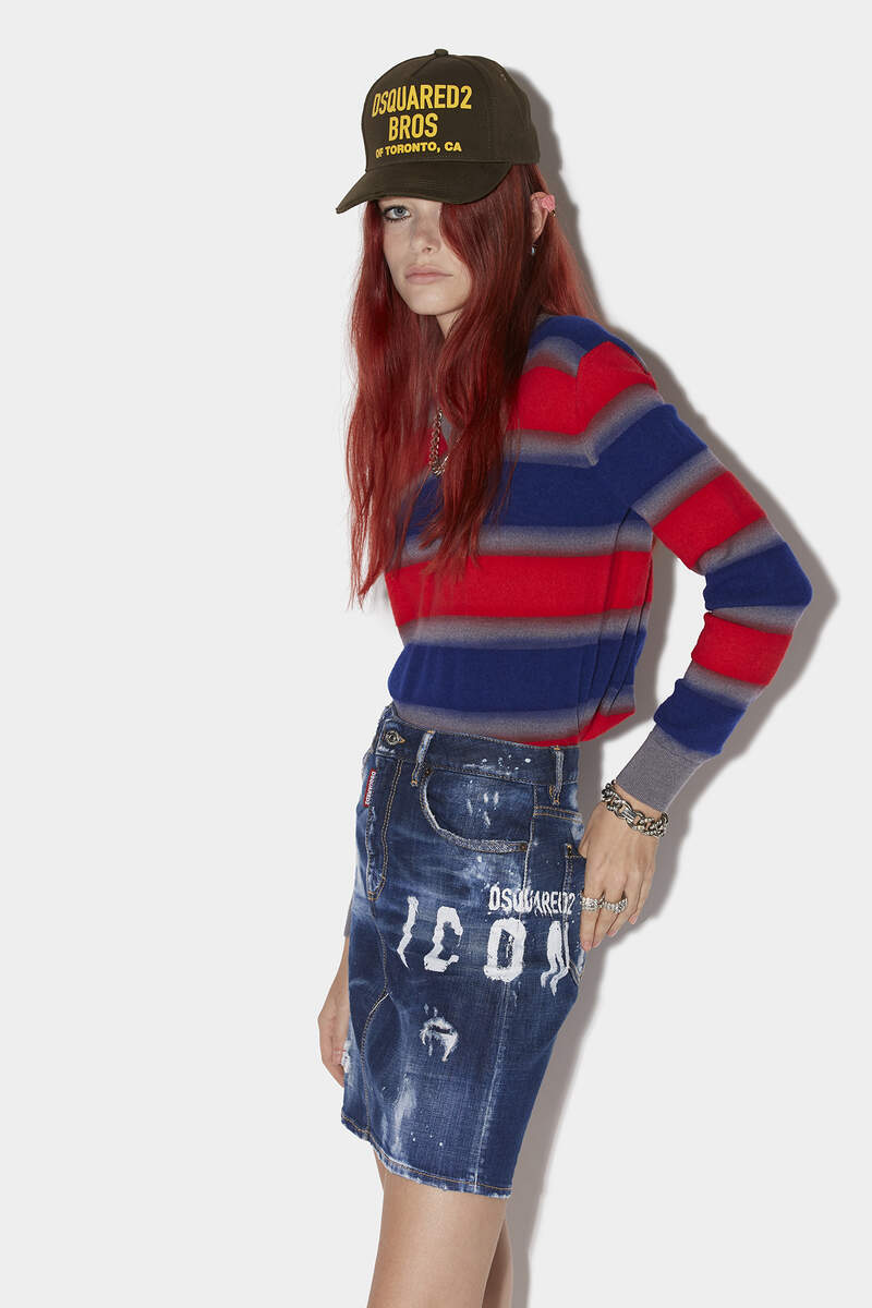 Icon Spray Midi Denim Skirt 画像番号 1