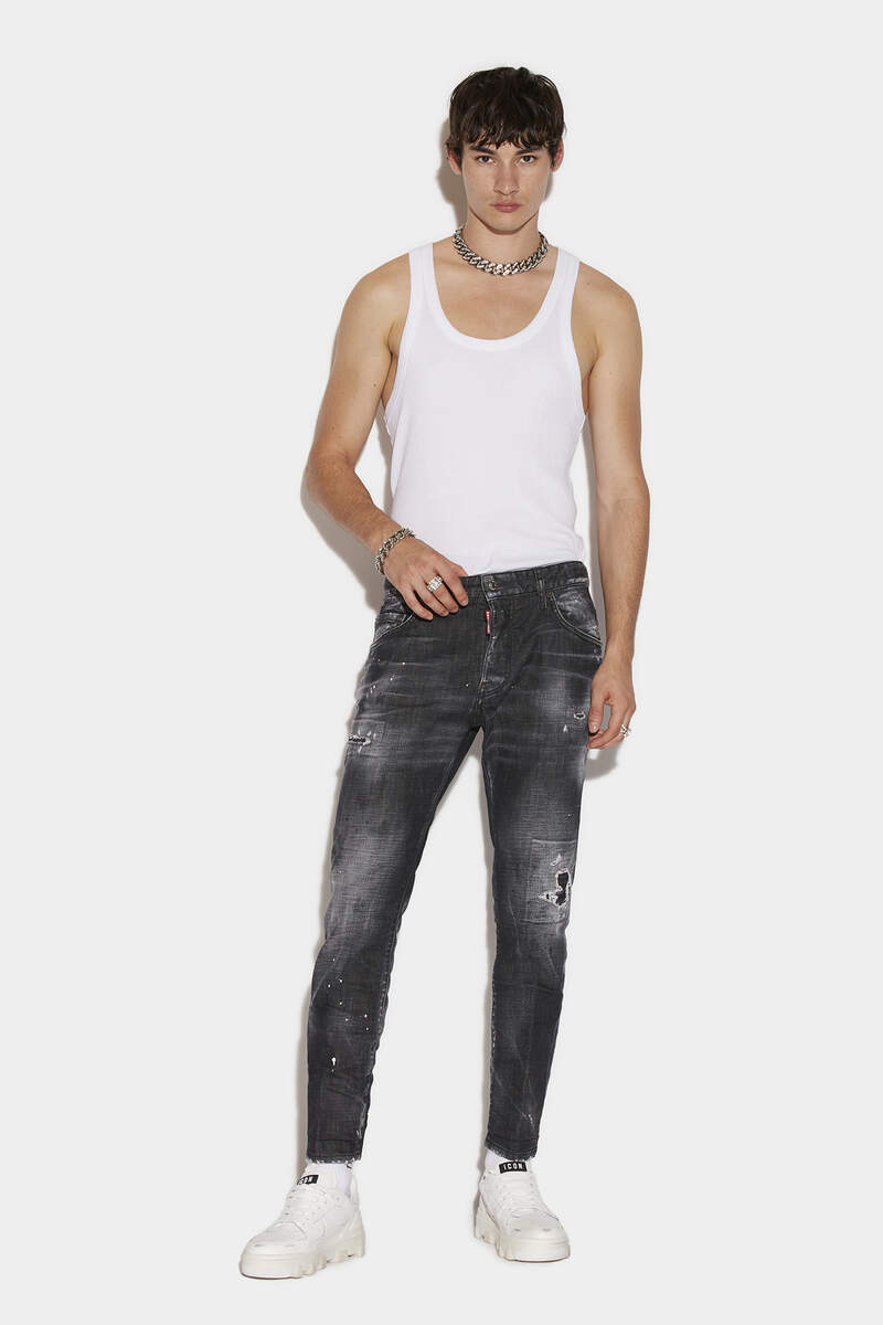 Black Ripped Knee Wash Skater Jeans immagine numero 1