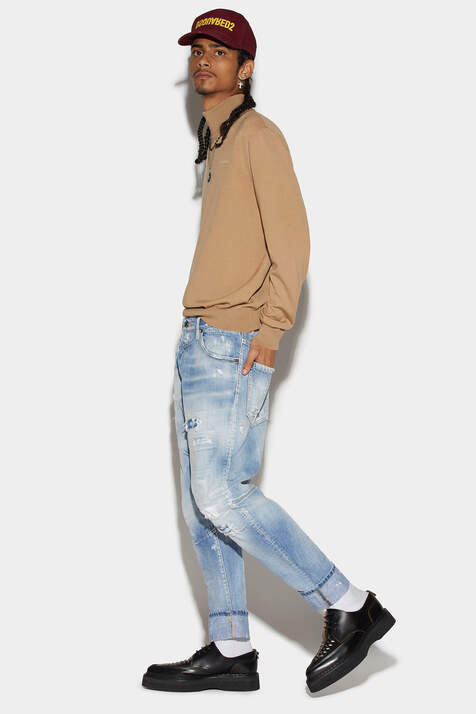 Light Super Ripped Wash Tailored Combat Jeans