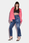 Dark Pink Spots Wash High Waisted Bell Bottom Jeans 画像番号 1