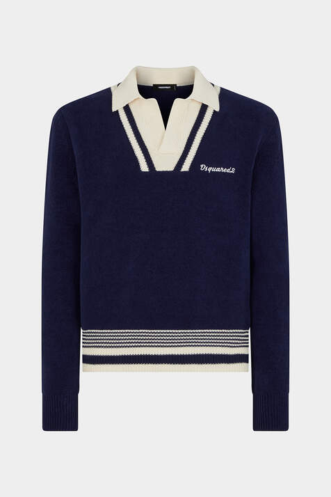 Chenille Knitted Polo Sweater image number 3