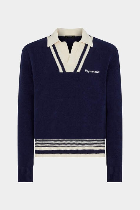 Chenille Knitted Polo Sweater image number 3