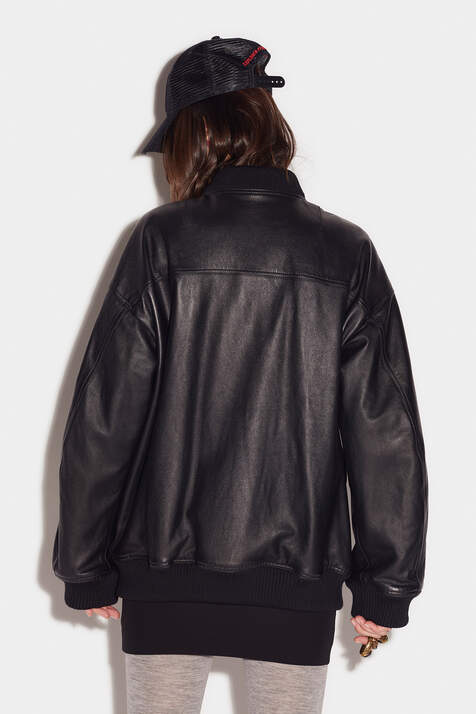 D2 Leather Zipped Bomber image number 2