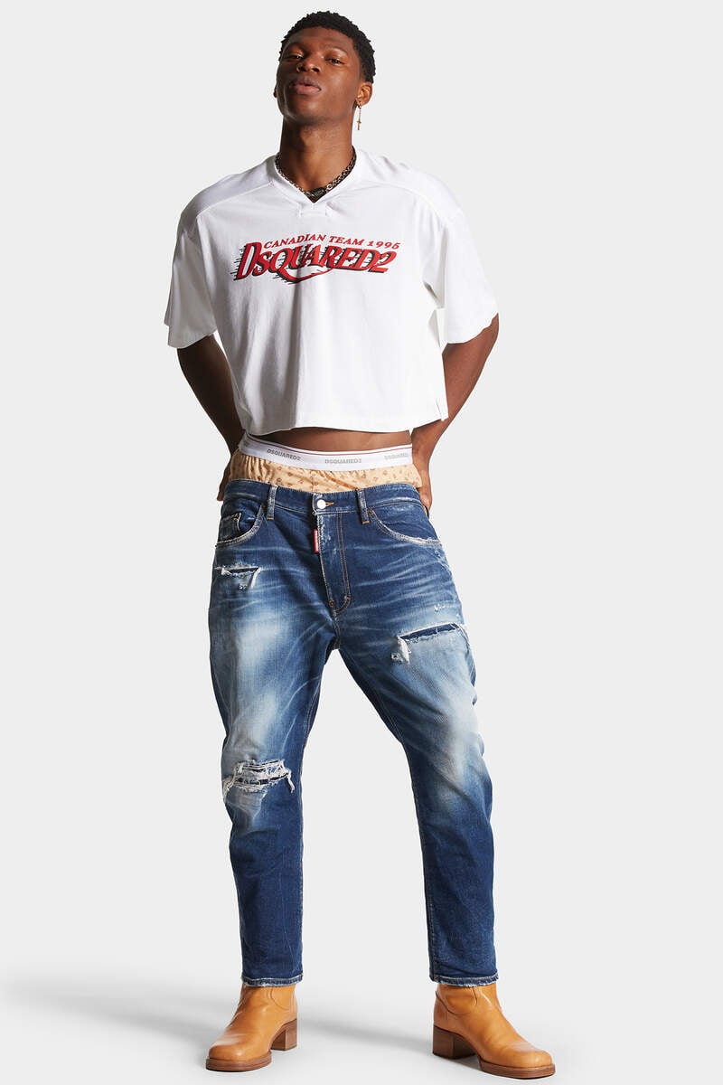 Medium Ripped Knee Wash Boxer Bro Jeans image number 3