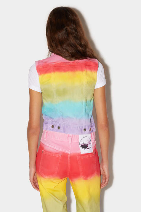 Rainbow Wash Denim Vest image number 2