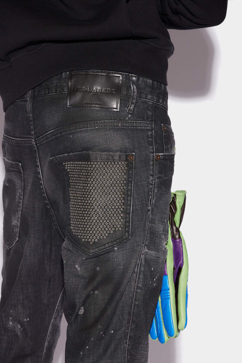Black Ring Studs Wash Skater Jeans número de imagen 4