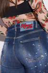 Dark Pink Spots Wash High Waisted Bell Bottom Jeans 画像番号 4