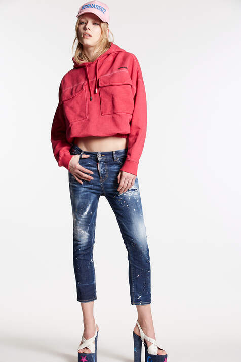 Dark Spotted Wash Cool Girl Cropped Jeans