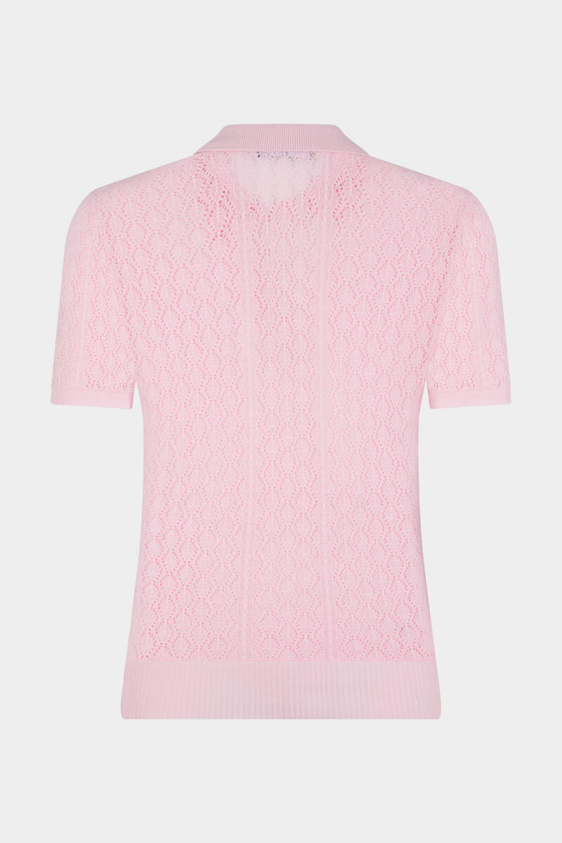 Knitted Openwork Cotton Polo Shirt  image number 2