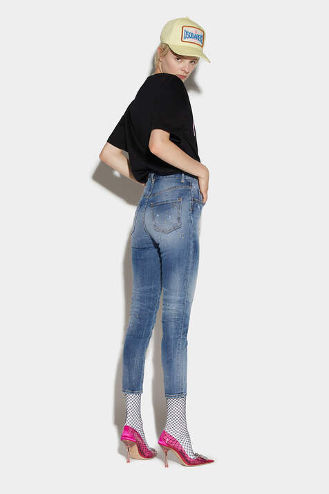 Medium Wash High Waist Cropped Twiggy Jeans image number 2