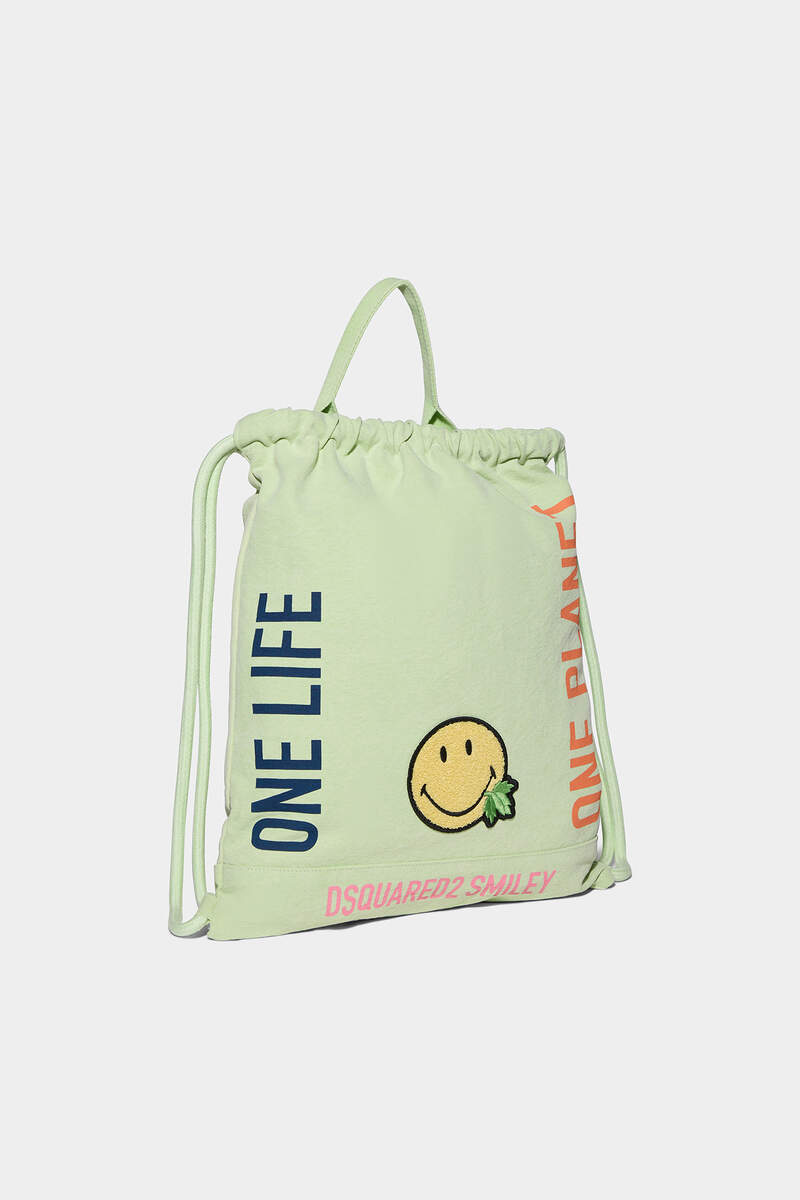 Smiley Organic Cotton Drawstring Backpack image number 3