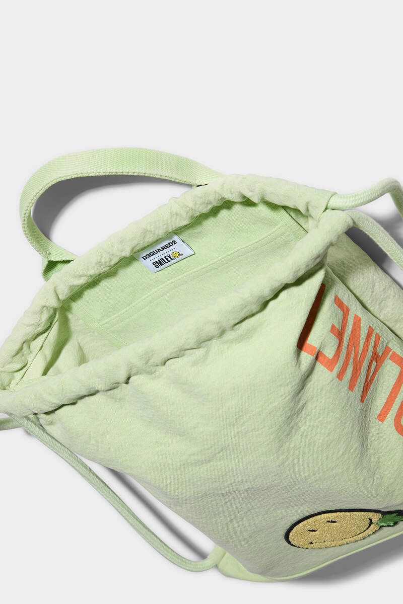 Smiley Organic Cotton Drawstring Backpack image number 5