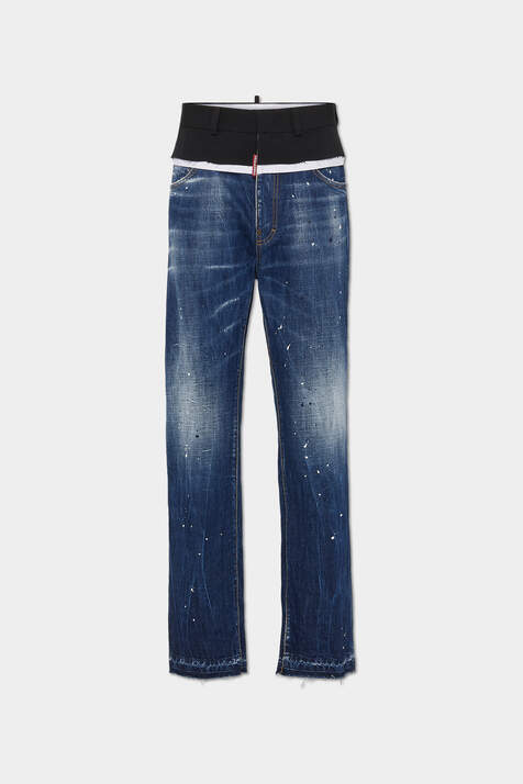Medium White & Blue Spots Loose Jeans 画像番号 3