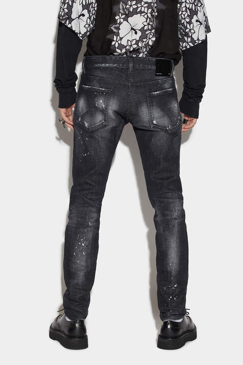 Black Ripped Leather Wash Slim Jeans image number 2