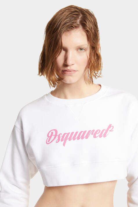 Pink Printed  Lettering Cropped Cool Fit Hoodie Sweatshirt 画像番号 5