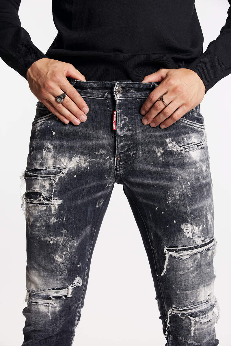 Black Destroyed Wash Skater Jeans número de imagen 3