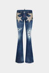 Dark Ripped Wash Starry Night Low Waist Flare Jean image number 1