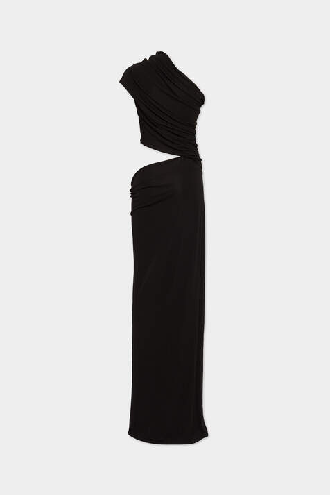 Crepe Viscose Jersey Asymmetrical Long Dress Bildnummer 4