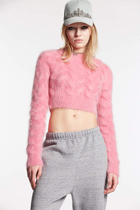 Mohair 3D Cable Cropped Knit