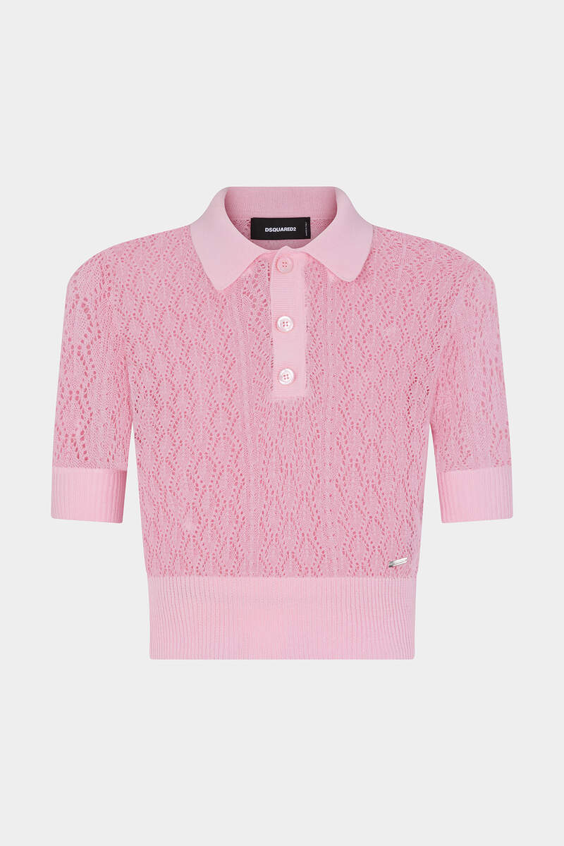 Openwork Knit Polo image number 1