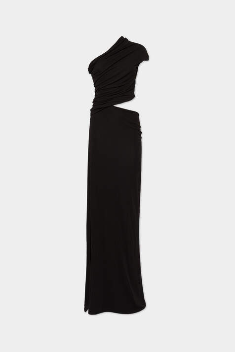 Crepe Viscose Jersey Asymmetrical Long Dress Bildnummer 3