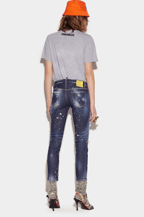 Dark Ripped Bleach Wash Jennifer Cropped Jeans image number 2