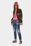 Dark Tiffany Spots Wash Cool Girl Cropped Jeans image number 1