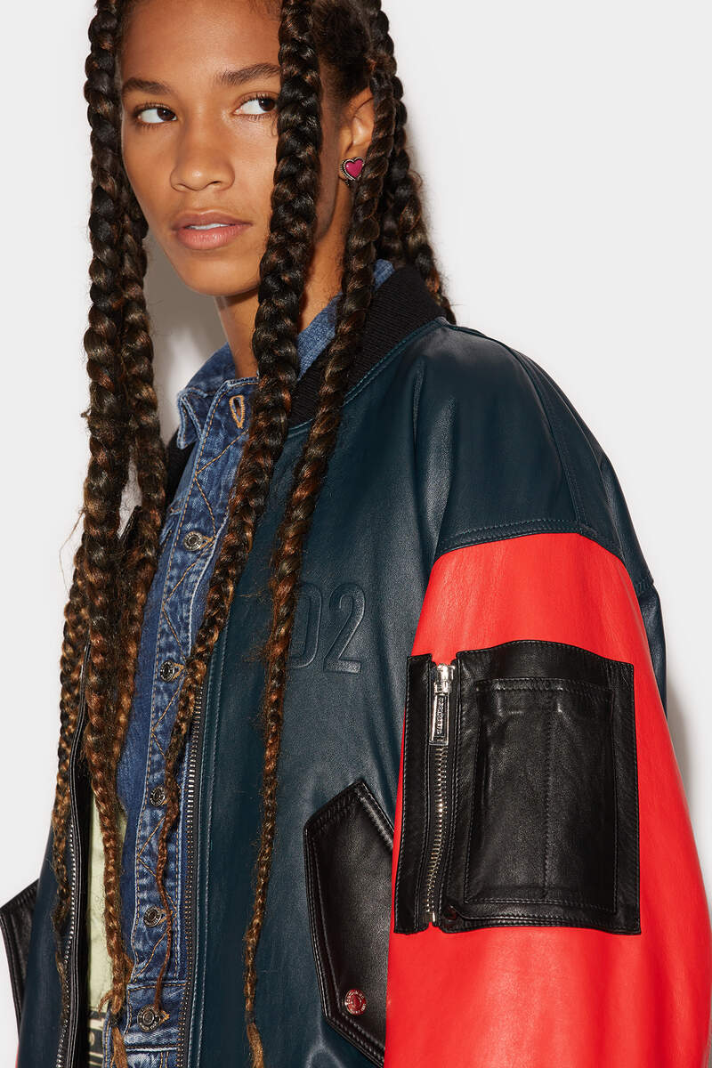 D2 Leather Zipped Bomber image number 3