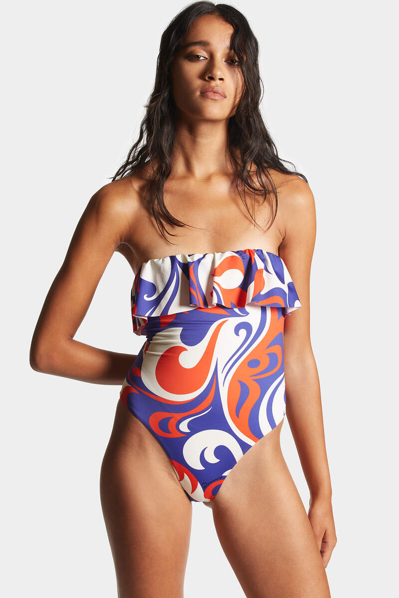 All Over Printed Swim Strapless One Piece 画像番号 3