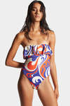 All Over Printed Swim Strapless One Piece image number 3