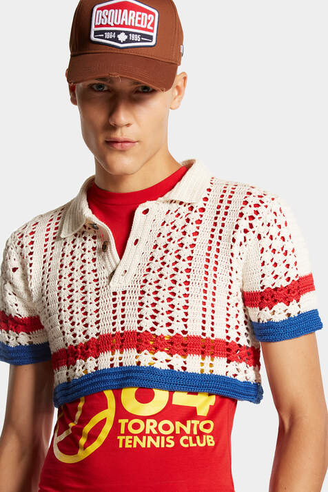 Cotton Crochet Cropped Polo Shirt immagine numero 5