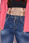 Dark Pink Spots Wash High Waisted Bell Bottom Jeans 画像番号 3